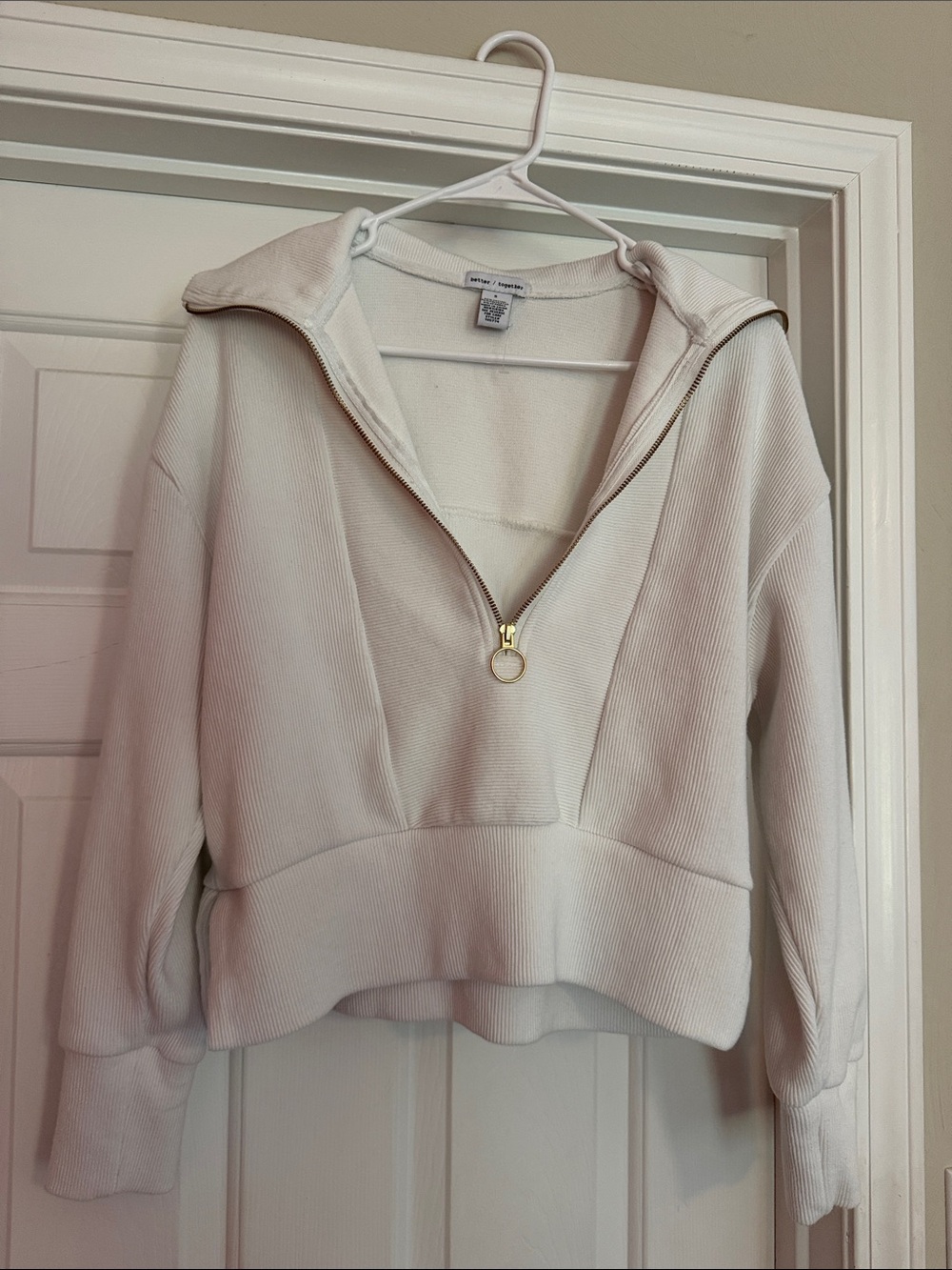 Cozy Half-Zip Pullover Hoodie - white